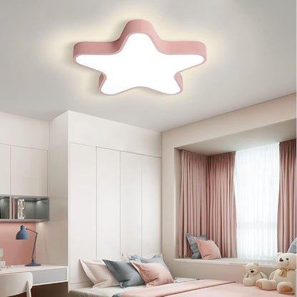 LED Ceiling Light Fixture, Modern Pentagram Recessed Ceiling Lights, 3000K-6000K Dimmable Light, Close to Lighting Flush Mount Living Room Pendant Lamps (Pink, 24inch)