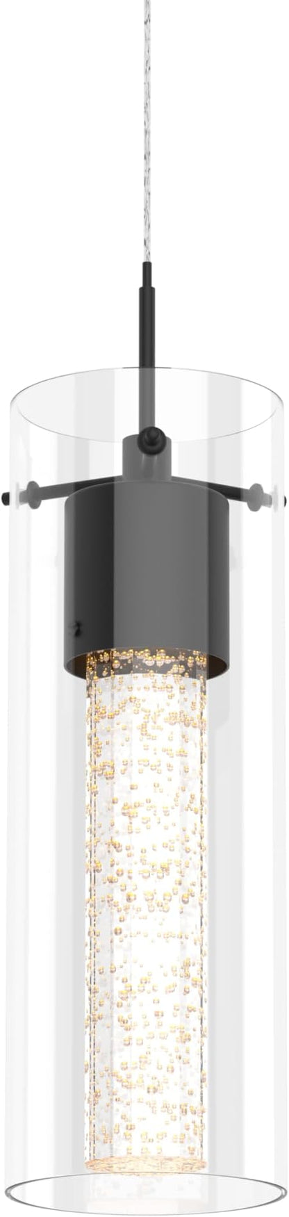 Tawson Alice 1-Light Pendant Ceiling Light Fixture, Integrated Led and Premium Bubble Glass, for Kitchen Island, Hallway, Entryway, Passway, Dining Room, Bedroom, Balcony Living Room (Black)