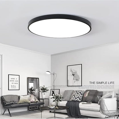 LED Modern Round Recessed Ceiling Light, 20 Inch, 36W 3000K-6000K Dimmable, Black Close to Ceiling Lighting for Living Room & Bedroom