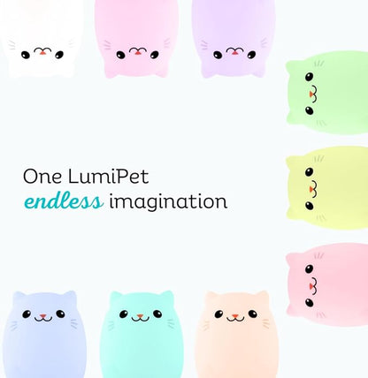 Lumipets Clive the Cat Squishy Silicone Night Light for Kids | Cute Night Light with Remote & Touch Control for Baby & Toddler Bedrooms | Color Changing Portable Animal Nightlight | Kids Mood Lamp