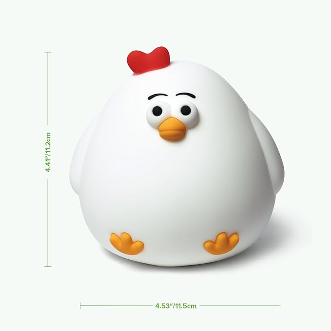 haakaa Baby Night Light | USB Rechargeable LED Funny Animal Cute Chicken Squishy Lamp for Kids,2-Level Dimmable Silicone Nursery Nightlight with 15/30 Min Timer for Breastfeeding