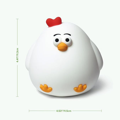 haakaa Baby Night Light | USB Rechargeable LED Funny Animal Cute Chicken Squishy Lamp for Kids,2-Level Dimmable Silicone Nursery Nightlight with 15/30 Min Timer for Breastfeeding