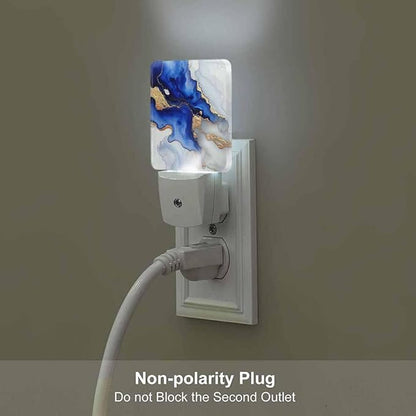 Marble Texture LED Night Lights Plug into Wall Blue and Gold 0.5W Plug in Night Light, Dusk to Dawn, Bright Nightlight Auto On/Off, for Room Bedroom Bathroom