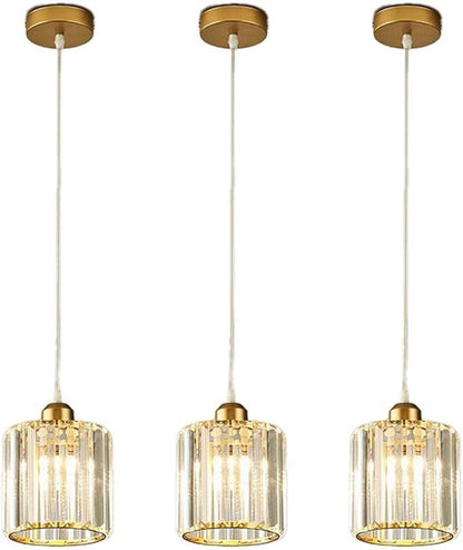 LightInTheBox 3Pcs Crystal Pendant Light Small Gold Pendant Light Modern Adjustable Chandelier Ceiling Light Fixture for Kitchen Island Bedside Cafe Restaurant (3 Color Changing)
