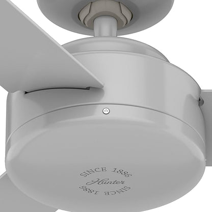 Hunter 44 inch Indoor Ceiling Fan No Light - Modern Ceiling Fan without Light, 3 Blades, Standard Mount, For Bedroom, Living Room, or Kitchen, Wall Control - Presto 52384, Dove Grey