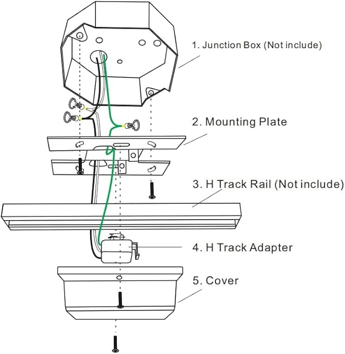 UL Listed H Track Floating Canopy Connector White for Single Circuit H Type Track Rail, H Track Lighting Rails Cover Compatible with H Track Rail System, Track Lighting Accessories Kit, 1 Pack