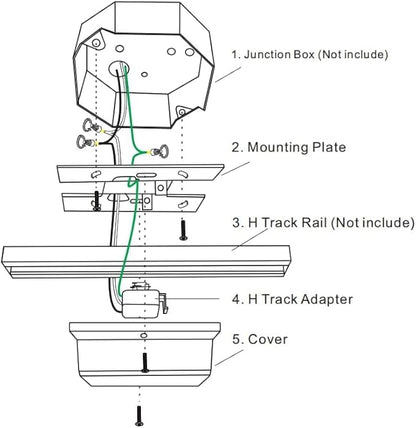 UL Listed H Track Floating Canopy Connector White for Single Circuit, Compatible with H Track Rail System, 2 Pack