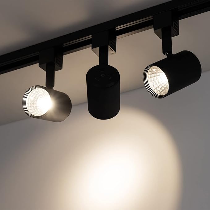 mirrea LED Track Lighting Heads Compatible with Single Circuit J Type Rail Ceiling Spotlight for Accent Task Wall Art Exhibition Lighting 6.5W 4000K Neutral White 24° Black Painted Pack of 12