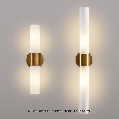 18" Modern Wall Sconce with Frosted Glass Shades, for Bathroom Mirror Bedroom Living Room Hallway, Gold Finish