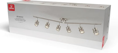 Globe Electric 59355 Kearney 6-Light Foldable Track Lighting, Brushed Nickel Finish, White Glass Shades
