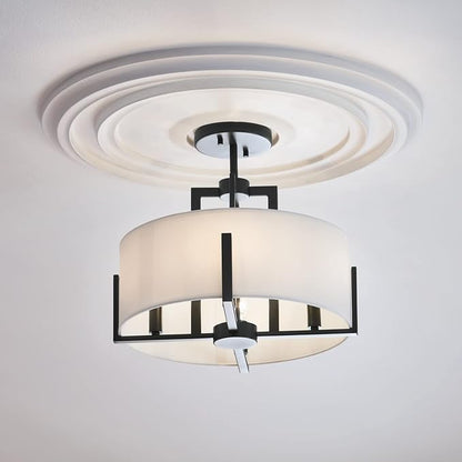 Kichler Malen 52591BK Convertible Semi-Flush 4-Light 15.5˝ with White Fabric Shade in Black