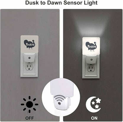 LED Night Light Plug into Wall with Dusk to Dawn Light Sensor White Energy Efficient Poultry Thanksgiving Day Turkey Nightlight for Bedroom Bathroom Hallway Living Room Kitchen
