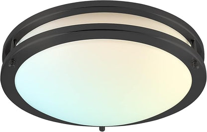 LUXRITE 12 Inch LED Flush Mount Ceiling Light, 5 Color Selectable 2700K | 3000K | 3500K | 4000K | 5000K, Dimmable, Modern Ceiling Light Fixture, 14W, 1120 Lumens, Energy Star, ETL Listed, Matte Black