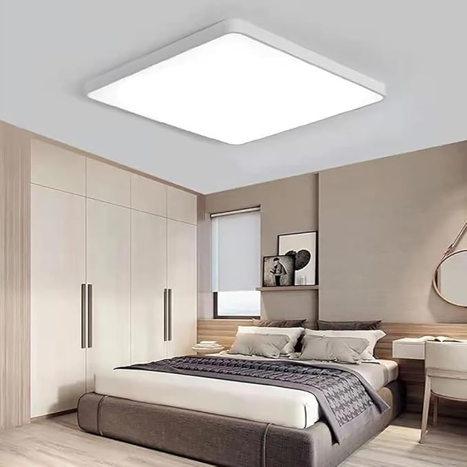 Dimmable LED Flush Mount Ceiling Light Fixture with 3000K-6000K Light Color Adjustable,36W 16Inch Close to Ceiling Lamp Modern Squre Lights for Bedroom Kitchen, White Recessed Indoor Lighting