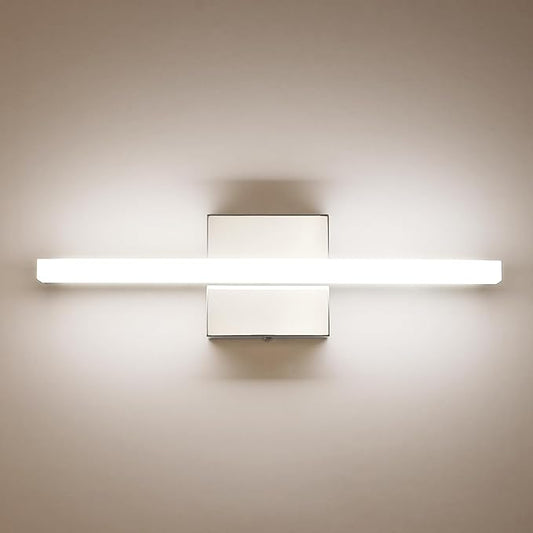Combuh Modern Bathroom Vanity Light Fixtures Above Mirror Soft Shadow Free Lighting, 16 Inch 9W Small Space Sink Wall Lamp Bars Restroom Lámparas para Baños Sobre Espejo Chrome Natural White 4000K