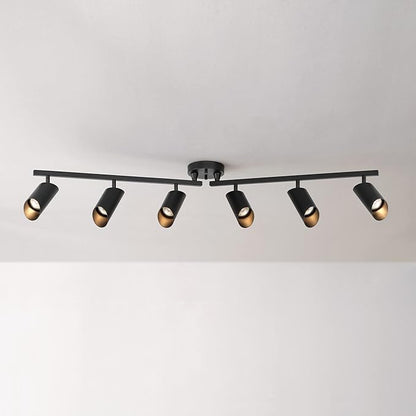 Globe Electric Foldable 6-Light Track Ceiling Light, Matte Black, Pivot Shades, GU10 Sockets