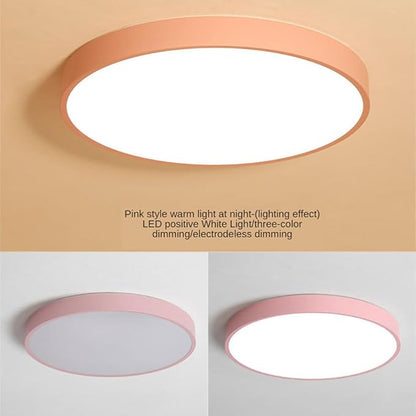 Modern LED Ceiling Light Fixture,16 Inch 3000K-6000K Round Recessed Ceiling Lamps,24W Pink Dimmable Light,Close to Lighting Flush Mount for Home Living Room Bedroom
