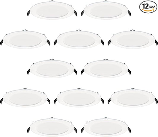 RAB Lighting WFRL-Field-Adjustable Edge-Lit LED Downlight-Canless Wafer Design-Black/White Trim-5CCT Selectable 2700K-5000K-90 CRI-Wet Rated/Dimmable for Modern Ceilings (WFR34-6/BP -12 Pack)