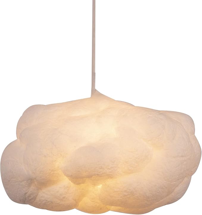 Arturesthome 2-Lights Hanging Cloud Pendant Lighting, Modern Fluffy Cotton Chandelier Ceiling Light Fixture for Children Girls Kids Living Room White-23.6in