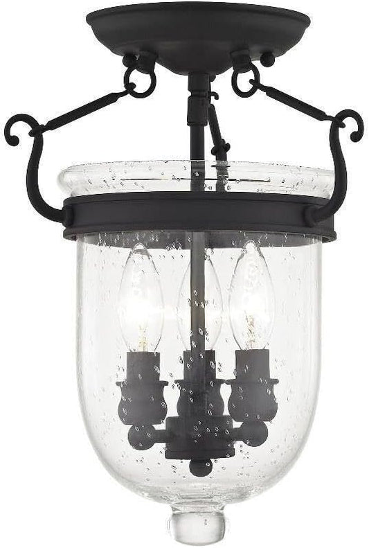 Livex Lighting 5081-04 Jefferson 3-Light Ceiling Mount, Black