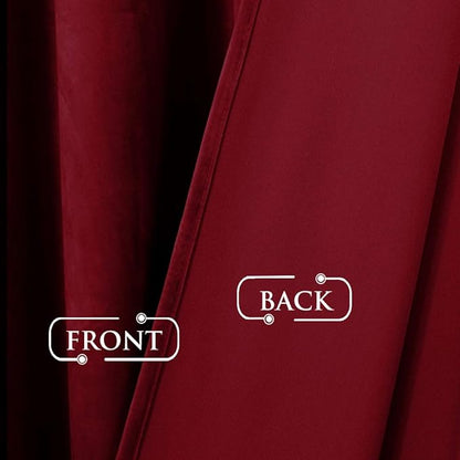 StangH Red Movie Room Curtains, 96 Inches Long Blackout Velvet Curtains, Luxury Draped Look Window Panels Christmas Decor with Back Tab for Theater/Store, W72 x L96 inches, 1 Panels