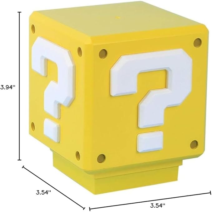 Super Mario Mini Question Block Light - Officially Licensed Super Mario Bros. Merchandise, Bedroom or Game Room Decor, Retro Gamer Gift, Battery Powered | Paladone