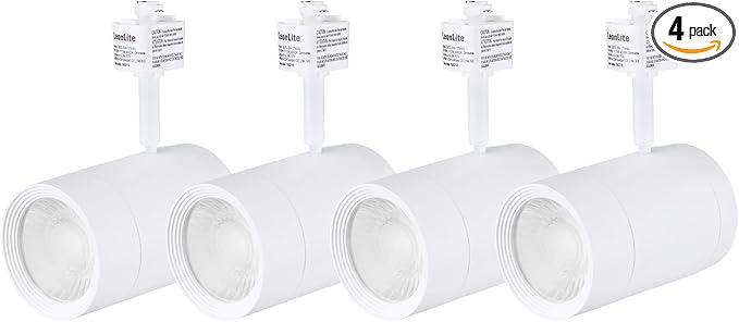 LEONLITE Retail Pro Series 17.5W LED H Track Lighting Heads, ETL Listed, Commercial Dimmable H Track Light Heads for Store Shop Restaurants, CRI90 Track Lighting, 3000K, Matte White, Pack of 4