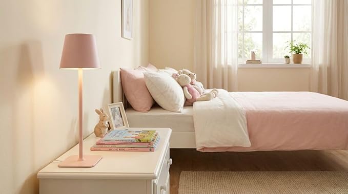 Mikasa LED Cordless Metal Table Lamp, Portable & Rechargeable 5,000 mAh Battery, 3-Color Stepless Dimming, Modern Pink Accent Light for Desk or Nightstand, 4.25 x 4.25 x 14.8 Inches