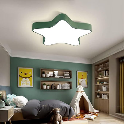 LED Ceiling Light Fixture, Modern Pentagram Recessed Ceiling Lights, 3000K-6000K Dimmable Light, Close to Lighting Flush Mount Living Room Pendant Lamps (Green, 24inch)