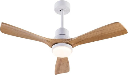 42" Ceiling Fans [with Lighting Remote Control], Indoor Outdoor Modern Wooden Ceiling Fan [with 3 Solid Wood Blades] for Kids' Rooms, bedrooms, Offices and More.…