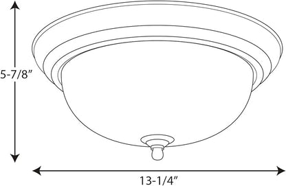 Progress Lighting 2-Light Ceiling Light, Flush Mount Ceiling Light Fixture for Interior Kitchen Lights, Hallway, Bedroom, Living Room, 13-1/4”, 5-7/8”, Polished Chrome, Etched Glass Shade