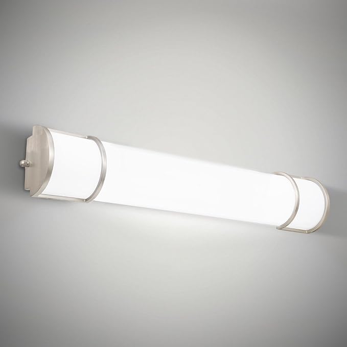 ASD LED 36" Vanity Flush Mount Light Fixture, Linear Bathroom Lighting Bar | 3CCT, Dimmable, Energy Star, ETL Listed | 30W 2650LM 3000-5000K 120V | Long Tube Bath Wall Sconce Over Mirror | Nickel