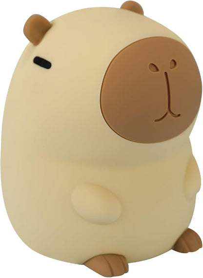 Capybara Night Light Cute Squishy Silicone Nursery Nightlight Dimmable Rechargeable Animal Bedside Lamp with Timer & Tap Control, Christmas Gift
