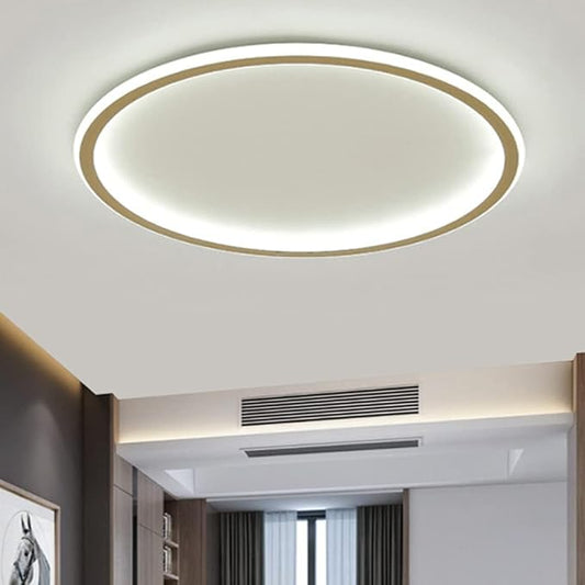 Dimmable LED Ceiling Light Fixture Flush Mount,20" Modern Round Recessed Ceiling Lamp with APP Adjustment,Gold 55W Close to The Ceiling Lighting Living Room Bedroom,3000K-6000K Ceiling Lamp