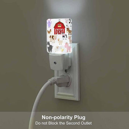 Farm Animals and Barn Night Lights Plug into Wall Cute Cartoon Night Light with Dusk to Dawn Sensor for Home Bedroom Bathroom Living Room 0.5W Sleep-Friendly