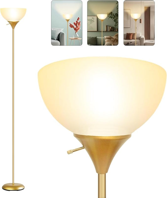 Floor Lamp for Living Room, Standing lamp for Bedroom, Drop-Resistant White Lampshade, Standing Lamp for Bedroom Study Office Hostel Kid’s Room