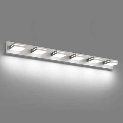 SineRise LED Modern Bathroom Vanity Light Fixtures (6-Light, 48-Inch), Brushed Nickel Modern Acrylic Bathroom Wall Lighting Fixtures Over Mirror (Cool White 6000K)