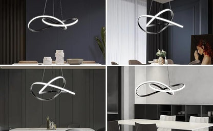 Modern LED Pendant Light Fixture，Black Contemporary Ceiling Hanging Fixture with Irregular Ring Lights for Dining Living Room Bedroom Kitchen Island Cafe（4000K，Neutral Light ）