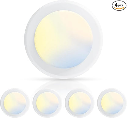 ECOELER 5CCT Selectable LED Flush Mount Ceiling Light, 6 Inch Dimmable Disc Lights, 16.5W 1000LM, Low Profile Surface Mount Ceiling Lights for Kitchen, Garage, Laundry, ETL&FCC, 4 Pack