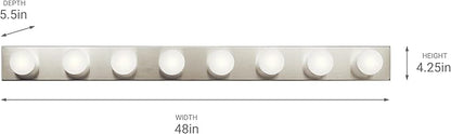 Kichler Linear 48" Bathroom Vanity Light Fixture, 8-Light Modern Brushed Nickel Bath Bar for Bathroom Lighting over Mirror, Transitional Style (48" x 4.25" x 2"), 628NI
