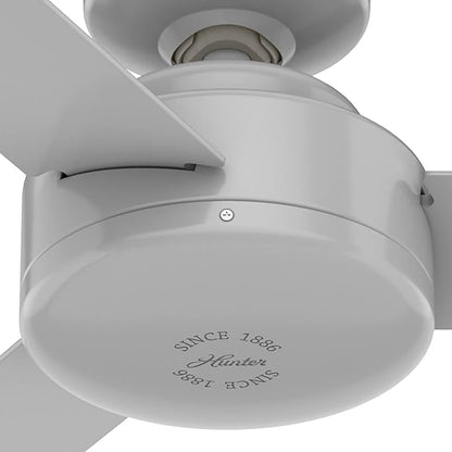 Hunter 52 inch Indoor Ceiling Fan No Light - Modern Ceiling Fan without Light, 3 Blades, Standard Mount, For Bedroom, Living Room, or Kitchen, Wall Control - Presto 52383, Dove Grey