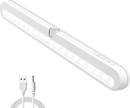 BLS Under Cabinet Lighting, 2200mah Rechargeable Closet Lights Motion Sensored, Battery Powered/DC Cable Plug in LED Light, 14 inch, 6000K Cool White, Dimmable, Under Counter Lights for Kitchen