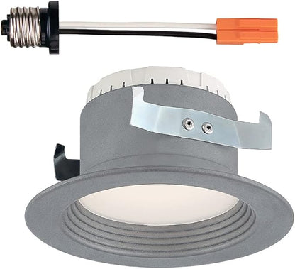 Designers Fountain Led Recessed Ceiling Light, 4 Inch Downlight Metal Lighting Fixture, Dimmable, 610 Lumens, 3000K, Baffle Trim in Brushed Nickel, EVL4733CBN30