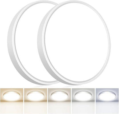 hepside LED Flush Mount Ceiling Light, 13Inch 24W LED Ceiling Lights Fixture,5 Color Temperatures in One,Ultra-Thin Flush Mount Light Fixture for Closet Bathroom Hallway Bedroom Laundry (2PACK)