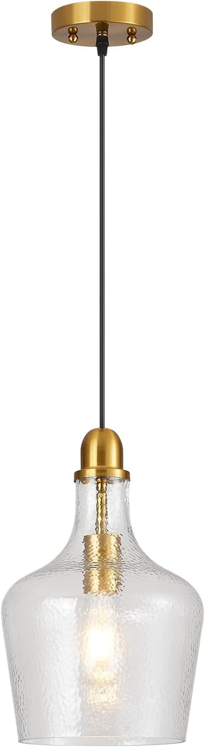 Glass Pendant Light Modern Brass 1 Light Single Dome Pendant Lighting Fixtures for Kitchen Island Dining Room Hallway, Dia 9 Inch, E26, UL Listed