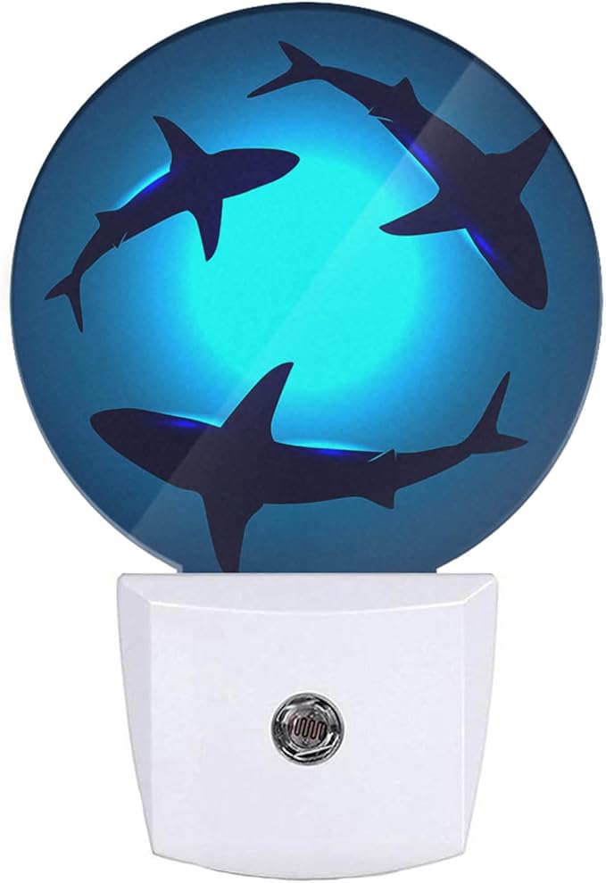 EKOBLA Shark Plug-in LED Night Light, Underwater Ocean Sea Creature Design, Dusk to Dawn Sensor, Coastal Nautical nightlight Decor for Bathroom & Bedroom