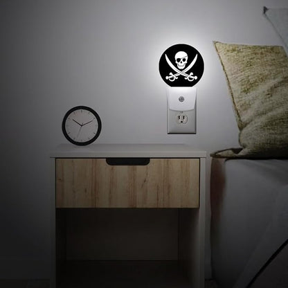 Skull Pirate Night Light Plug-in Sleep Lamp Led Dusk to Dawn Night Light for Bedroom