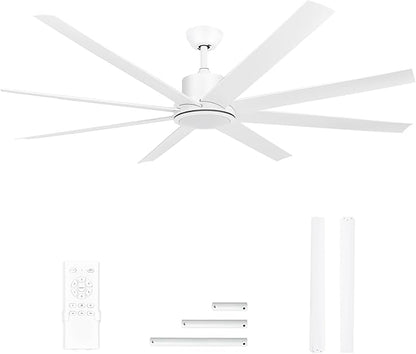 YITAHOME 72 Inch Ceiling Fans with Lights and Remote Control for Indoor, Reversible Quiet DC Motor, 8 Blades with 6 Speed, Modern Ceiling Fans for Living Room -White