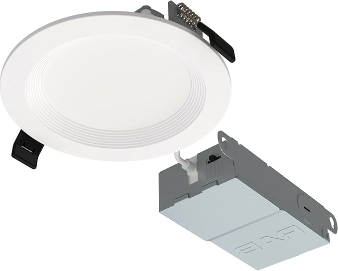 RAB Lighting WFRL-Field-Adjustable Edge-Lit LED Downlight-Canless Wafer Design-Black/White Trim-5CCT Selectable 2700K-5000K-90 CRI-Wet Rated/Dimmable for Modern Ceilings (WFR34-4B/BP - 12 Pack)