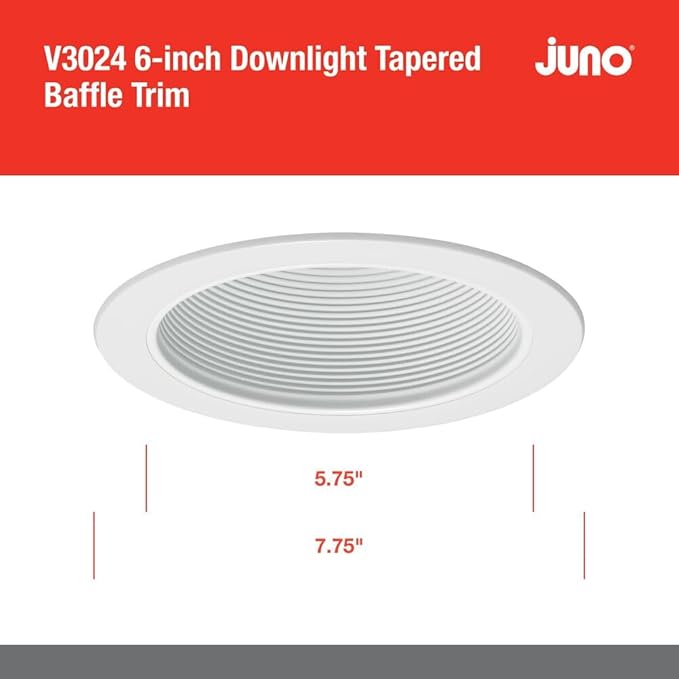 Juno VuLite 6 Inch Recessed Light Trim, Air-Loc and Wet Rated Recessed Lighting Trim for New Construction and Remodel, Conical Downlight Baffle Trim, Fits IC23, IC22, IC22R Can Light Housings
